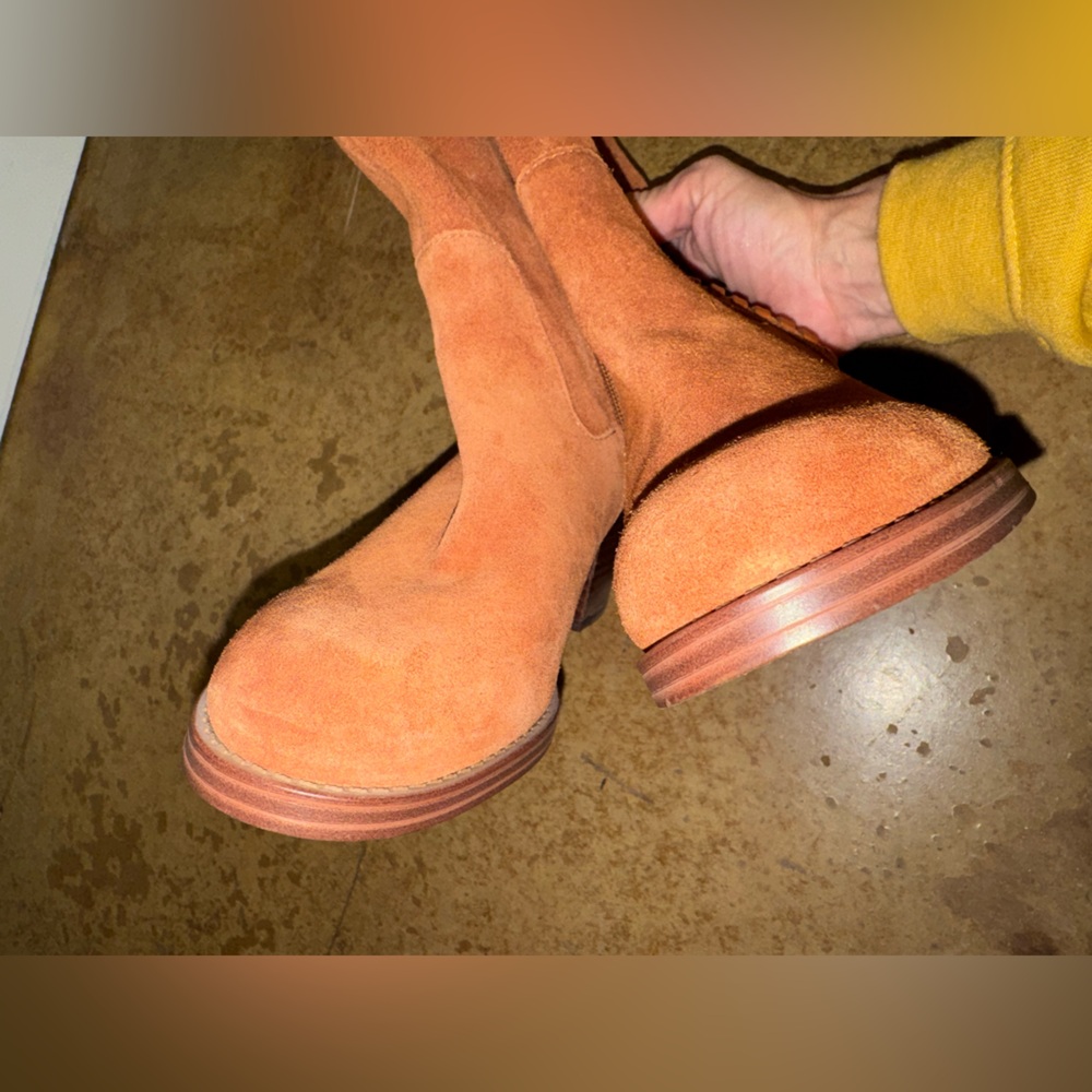 Vince Camuto Zelcinna mid-shaft suede boots warm caramel brown 37/6.5 - Picture 12 of 12
